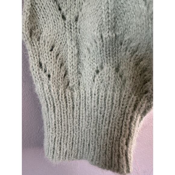 NWT TopShop Pointelle Cropped Crewneck Sweater Women’s Size 12 Mint Green - Picture 7 of 8